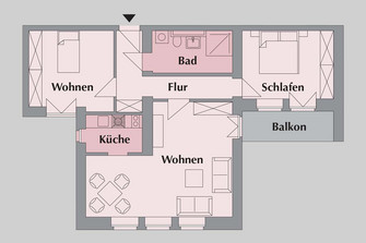 Beispiel Wohnungsgundriss: 3-Zimmer Wohnung Haus Charlotte